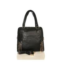 Gold Studded Boho Bag In Black