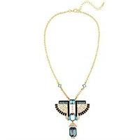 Gold Egyptian Pharaoh Necklace With Strass & Topaz Gems