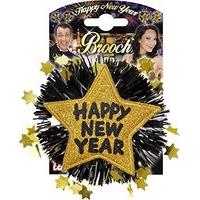 Gold Happy New Year Brooches Fancy Dress Costume Jewellery For Outfits Bling
