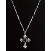 Gothic Cross Necklace Withblack Gem Gothic Jewellery For Fancy Dress Costumes