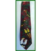 Gold City Tie - Red with Tropical birds print - Tie