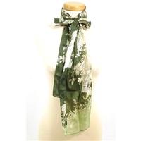 gorgeous tonal green delicate floral print silk scarf