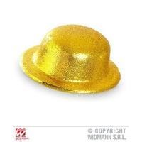 Gold Glitter Bowler Hat Unisex Fancy Dress Accessory