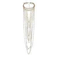 gold double chain drape necklace