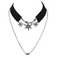 gothic black wide velvet rhinestone flower collar choker necklace with ...