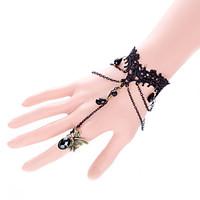 gothic style black lace flower rose ring bracelet for lady body jewelr ...