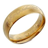 Gold Titanium Steel Band Ring with Ring Design Laser Engraving Christmas Gifts