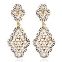 Gold Pearl Exqusite Quality Silver AAA Zircon Crystal Drop Earrings for Lady Wedding Party