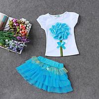 Going out Casual/Daily Holiday Print Sets, Cotton Polyester Summer Spring Short Sleeve Clothing Set