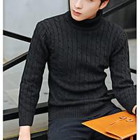 going out casualdaily simple regular pullover solid turtleneck long sl ...