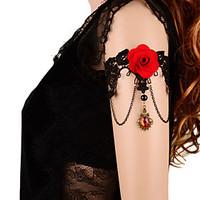 Gothic Style Black / White Lace Flower Anklet Bracelet Armcuffs for Lady Body Jewelry Summer Beach