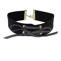 Gothic Style Bowtie Shape Pu Suede Wide Choker Necklaces