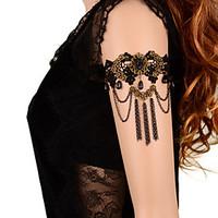 Gothic Style Black / White Lace Flower Anklet Bracelet Armcuffs for Lady Body Jewelry Summer Beach