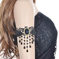 Gothic Style Black / White Lace Flower Anklet Bracelet Armcuffs for Lady Body Jewelry Summer Beach