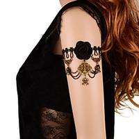 Gothic Style Black / White Lace Flower Anklet Bracelet Armcuffs for Lady Body Jewelry Summer Beach