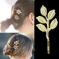 Gold Plated Leaf Shape Women Hair Pin