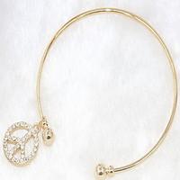 Gold/Silver Alloy Peace Simple Cuff Bangle Bracelet