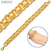 Gold Bracelet 18K Stamp Trendy Platinum/18K Gold Plated 20cm Unique Round Chain Link Bracelets Women Jewelry B40205