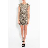 Gold Sequin Embellished Dress with Elasticated Waist