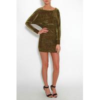 Gold Lurex Slash Back Mini Dress