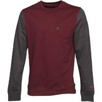 Gotcha Mens Pocket Contrast Sleeve Sweat Burgundy