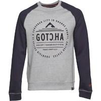 Gotcha Mens Large Logo Raglan Sweat Grey Marl/Blue