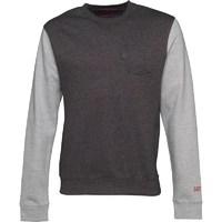 Gotcha Mens Pocket Contrast Sleeve Sweat Charcoal