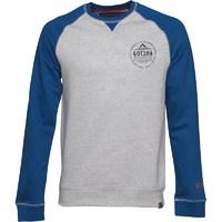 Gotcha Mens Small Logo Raglan Sweat Grey Marl/Blue