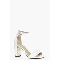 Gold Plate Block Heel Two Part - white