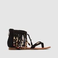 Gopak Flat Leather Sandals with Fringing