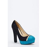 Gold Trim Contrast Suedette Heels