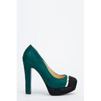 Gold Trim Contrast Suedette Heels