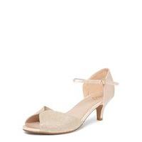 Gold Tulip Toe Heeled Sandals, Gold