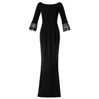 goddiva tulip maxi dress with lace sleeves in black