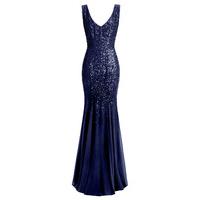 Goddiva Sequin and Chiffon Navy Maxi Dress