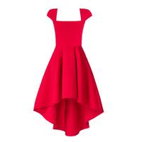 Goddiva Square Neckline Asymmetric Red Dress