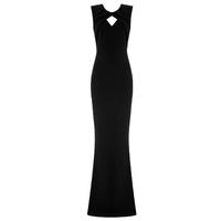 Goddiva Pleated Keyhole Black Maxi Dress
