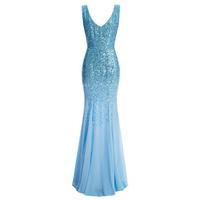 Goddiva Sequin Chiffon Maxi Dress in Powder Blue
