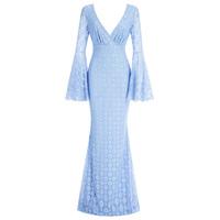 Goddiva Floral Lace Maxi Dress In Blue