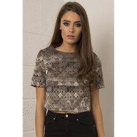 Gold Aztec Print Cropped Top