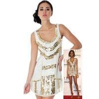 gold gilded flapper dress cream