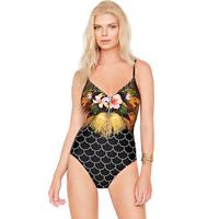 Gottex Amber Feathers V Neck Swimsuit