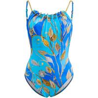 Gottex One Piece Blue and Gold Round Neck Tank Swimsuit Capri women\'s Swimsuits in blue