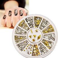 Gold Silver Metal Nail Art Stickers Decor Rhinestones Tips Metallic Studs 120Pcs