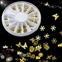 Gold Copper Rivet 3D Manicure Studws Cartoon Decoration