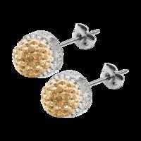 Gold 8mm Crystal & Sterling Silver Earrings