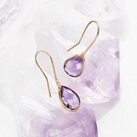 Gold & Amethyst Teardrop Earrings