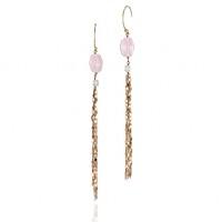 golden rose quartz drop earrings