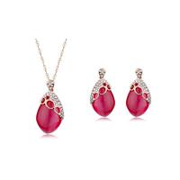 Gold Plated Red Opal Jewellery Set