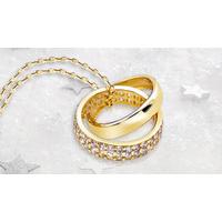 gold plated double ring crystal pendant